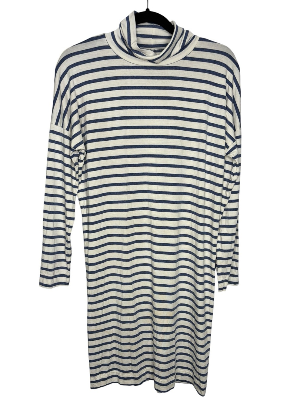 Sonnet James Play Dress Womens Stretch Jersey White Blue Striped XS Long Sleeve